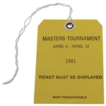 1981 Masters Tournament PGA Member SERIES Ticket #59 - Seldom Seen