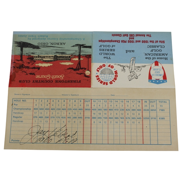 Jay Herbert Signed Firestone Country Club Scorecard - 1960 PGA Champ Win Site JSA ALOA