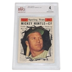 1961 Topps #578 Mickey Mantle AS Card BVG VG-EX 4 #0005029958