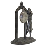 Decorative Pewter Lady Golfer Holder w/Brev Swissmade Mesh Pattern Golf Ball Watch