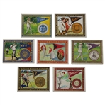 Seven (7) 1910 Murad Cigarettes College Series Golf Cards Incl. U of I, Indiana & More