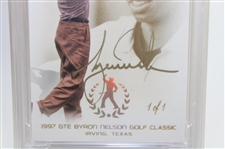 Tiger Woods Signed 2013 Upper Deck Master Collection Gold Ink #1/1(!) Card PSA 9 Auto 9