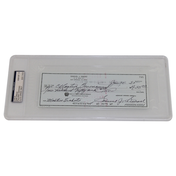 Sam Snead Signed Check for 1980 Masters Tickets PSA/DNA Gem Mt 10 #83511532