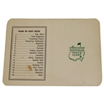Augusta National Golf Club Scorecard