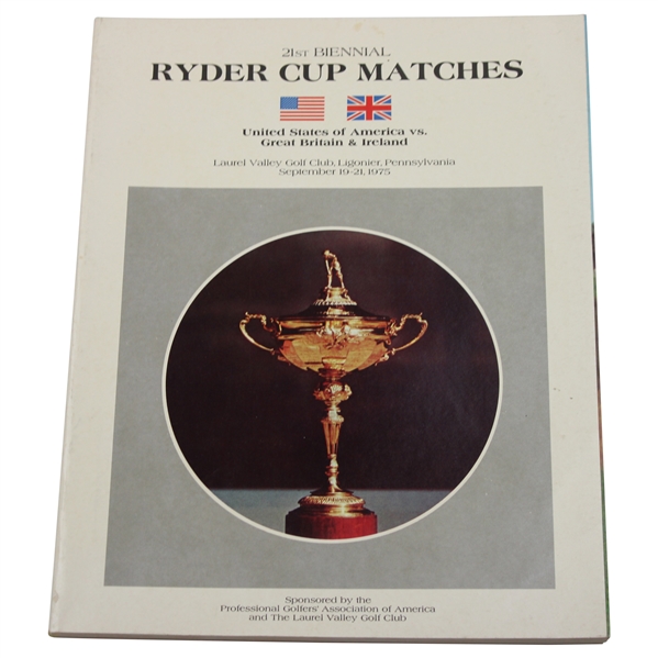 1975 Ryder Cup at Laurel Valley Official Program - USA 21-11