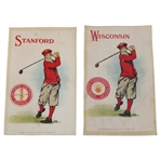 Two (2) c.1910 S22 Murad Cigarettes Silk Cards - Wisconsin & Stanford