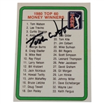 Tom Watson Signed 1981 PGA Tour 1980 Top 60 Money Winners Golf Card JSA ALOA