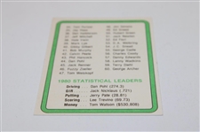 Tom Watson Signed 1981 PGA Tour '1980 Top 60 Money Winners' Golf Card JSA ALOA