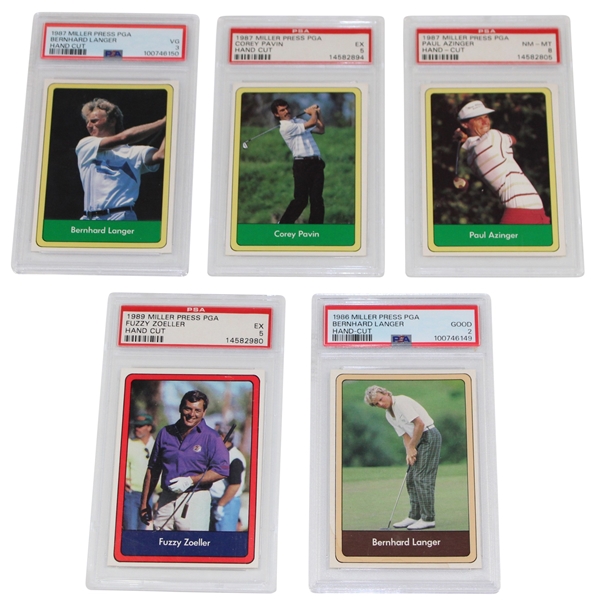 Five (5) Five Miller Press Hand Cut PSA Graded Cards