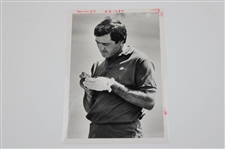 Three (3) Seve Ballesteros Wire Photos - 13yr Old Caddie, Green Notepad & Missed Putt