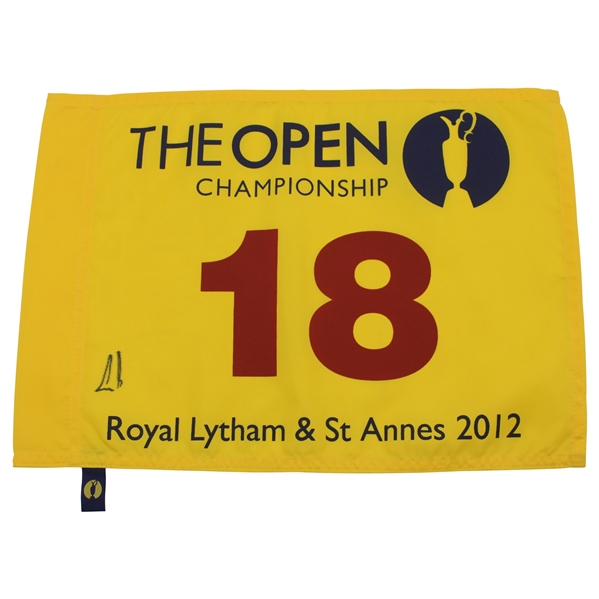 Ernie Els Signed 2012 Open Championship at Royal Lytham & St. Annes Flag JSA ALOA