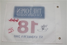 Lyle, Lawrie & Hamilton Signed 2005 Open Championship at St. Andrews Screen Flag JSA ALOA