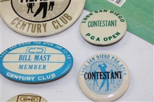 Five (5) Signed San Diego Open Winners Photos/Covers & Seven (7) San Diego Open Badges JSA ALOA