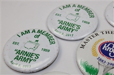 Arnie's Army', 'I Support Hootie', 'Jodie Mudd '83 Masters' & 'Kroger Masters the Masters Party' Buttons
