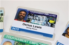 Six (6) Masters Tournament Dining Room Employee Badges w/Three (3) White w/Green Name Tags