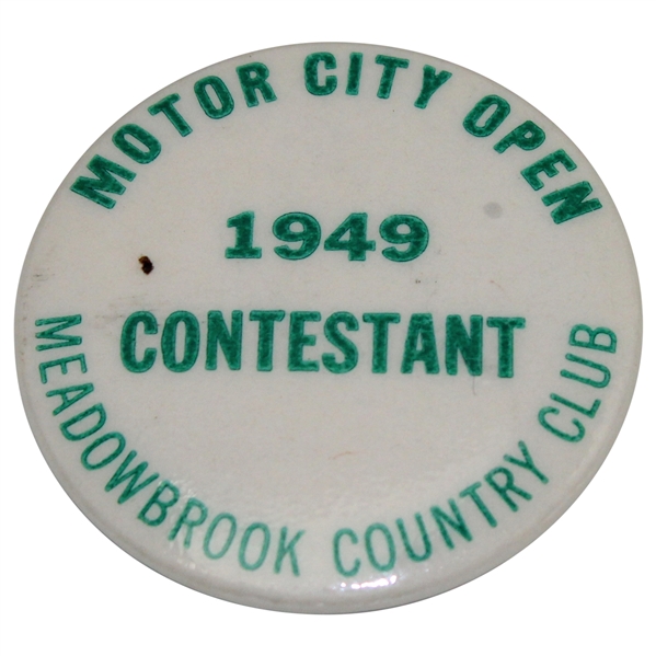 1949 Motor City Open at Meadowbrook Contestant Badge - Middlecoff & Mangrum Record 11 Hole Playoff