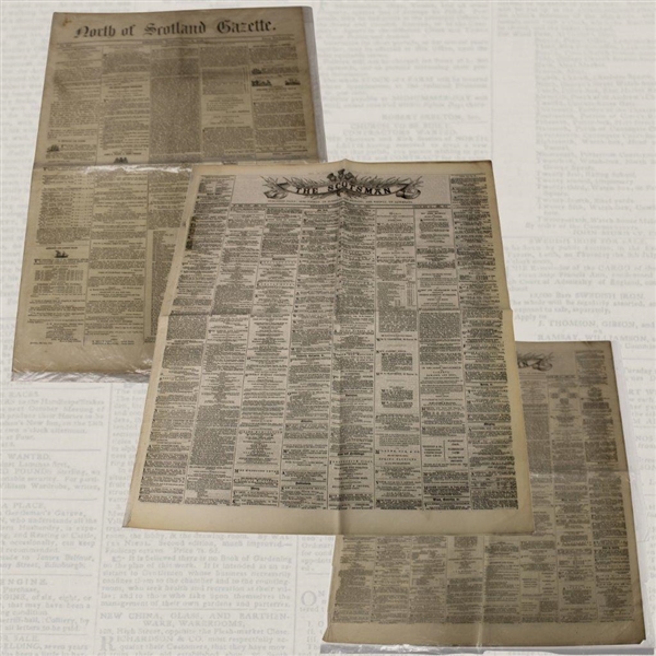 Three (3) 1849-1864 North of Scotland/The Scotsman Newspapers w/Various Aberdeen & other Content