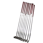 Geo Nicoll Pin Splitter Irons Stainless Steel Levenlife Scotland Howitzer 2,3,4,5,6,7,7X Original Red Leather