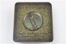 1953 EES Tri Post Tourney Baden Baden Championship Team Bronzed Cigarette Box - May 8th