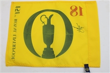 Brian Harman Signed 2023 The Open Championship at Royal Liverpool Yellow Screen Flag JSA ALOA