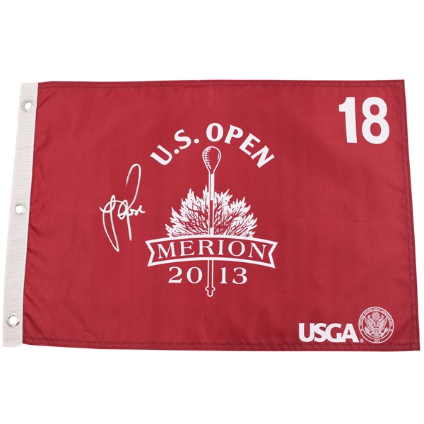 Justin Rose Signed 2013 US Open at Merion Red Screen Flag JSA ALOA