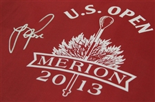 Justin Rose Signed 2013 US Open at Merion Red Screen Flag JSA ALOA