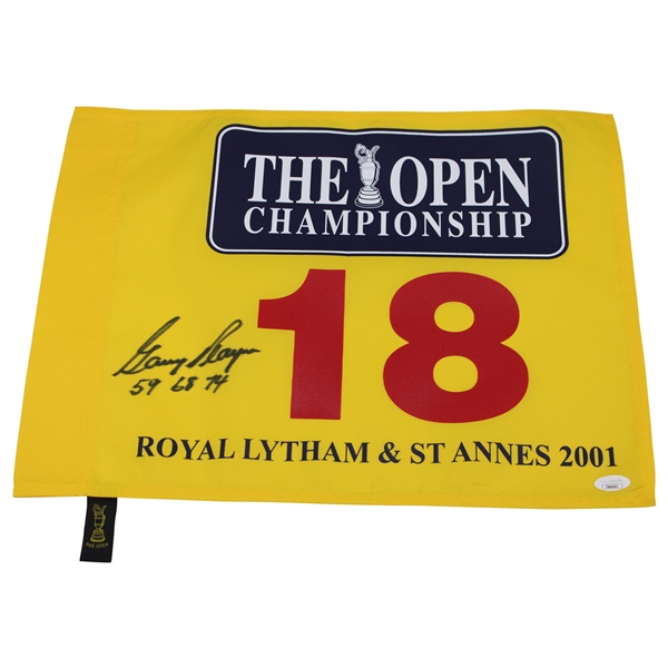 Gary Player Signed 2001 The OPEN at Royal Lytham & St. Annes Flag w/59 68 74 JSA #CB46462