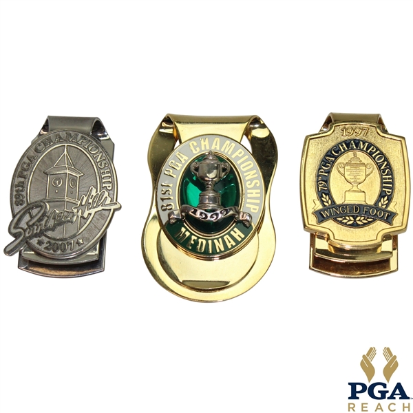 1997, 1999 & 2007 PGA Championship Money Clips - (2) Tiger Wins