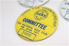 Three (3) 1971 PGA Championship Badges - Championship Club x3 & Committee - Jack Nicklaus Win