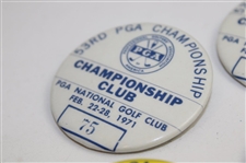 Three (3) 1971 PGA Championship Badges - Championship Club x3 & Committee - Jack Nicklaus Win
