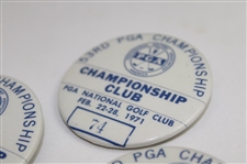 Three (3) 1971 PGA Championship Badges - Championship Club x3 & Committee - Jack Nicklaus Win
