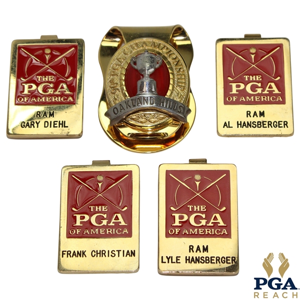 Four (4) PGA of America Member Money Clips w/2008 PGA Championship Money Clip
