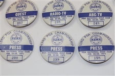 Nineteen (19) 1971 PGA Championship Guest, Photographer, Press, Radio-TV, Clubhouse, Committee & ABC-TV Badges - Nicklaus Win 
