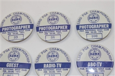 Nineteen (19) 1971 PGA Championship Guest, Photographer, Press, Radio-TV, Clubhouse, Committee & ABC-TV Badges - Nicklaus Win 