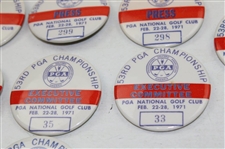 Twenty (20) 1971 PGA Championship Staff, Advisory, Official, Press, Committee & PGA Staff Badges - Nicklaus Win