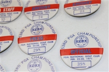 Twenty (20) 1971 PGA Championship Staff, Advisory, Official, Press, Committee & PGA Staff Badges - Nicklaus Win