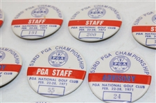 Twenty (20) 1971 PGA Championship Staff, Advisory, Official, Press, Committee & PGA Staff Badges - Nicklaus Win