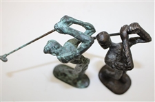 Pair Of Male & Female Driving Bronze Sculptures