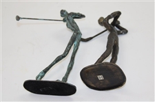Pair Of Male & Female Driving Bronze Sculptures