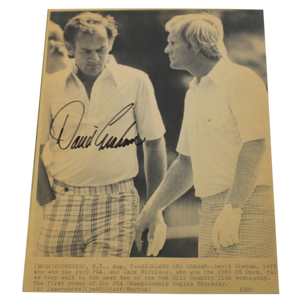 David Graham Signed 1980 PGA Championship At Oak Hill 8X10 Wire Photo JSA ALOA