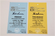 Hale Irwin & Curtis Strange Signed 1988 & 1990 US Open Tickets & FDC JSA ALOA