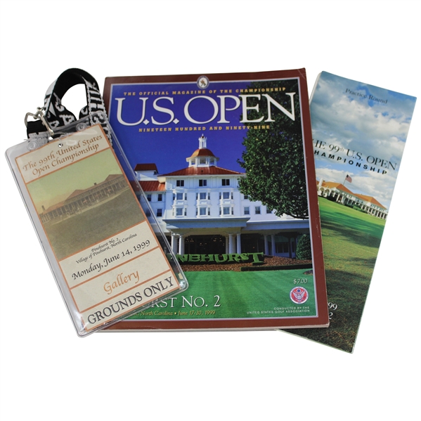 1999 U.S. Open At  Pinehurst Program, Ticket, Practice Round Map, Payne Stewart Winner 