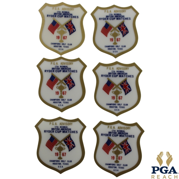 Six (6) 1967 Ryder Cup at Champions Golf Club PGA Advisory Badges