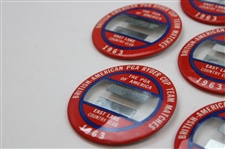 Ten (10) 1963 Ryder Cup at East Lake Badges & One (1) Officials Badge