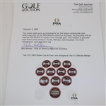 Ten (10) 1963 Ryder Cup at East Lake Badges & One (1) Officials Badge
