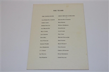 1973 Ryder Cup at Marine Hotel at North Berwick Dinner Menu