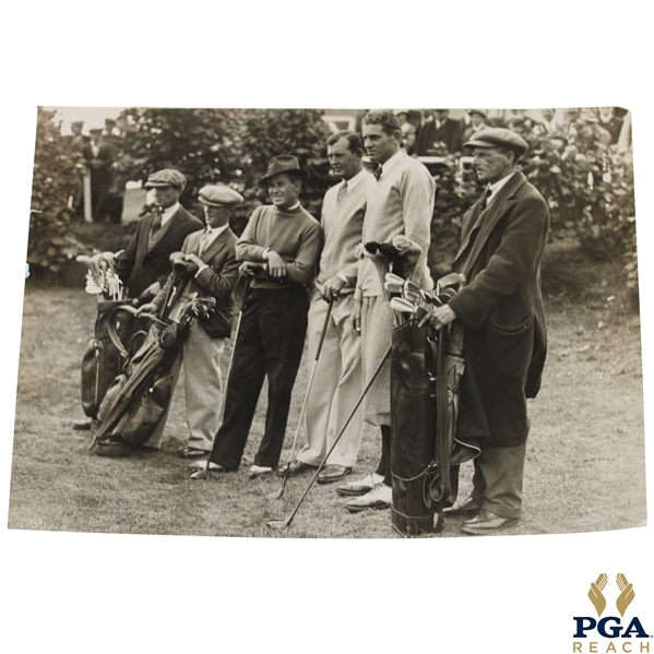Horton Smith, Paul Runyan & Ed Dudley at 1933 Ryder Cup at Southport Wire Photo