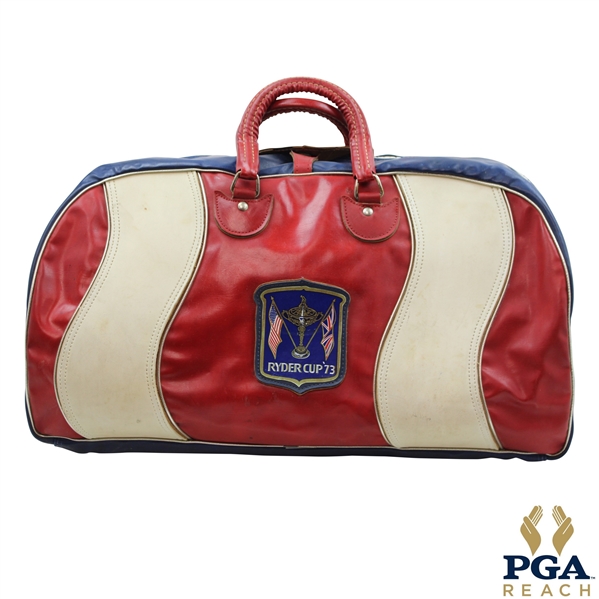 1973 Ryder Cup Team USA Issued Red, White & Blue Leather Duffel Bag