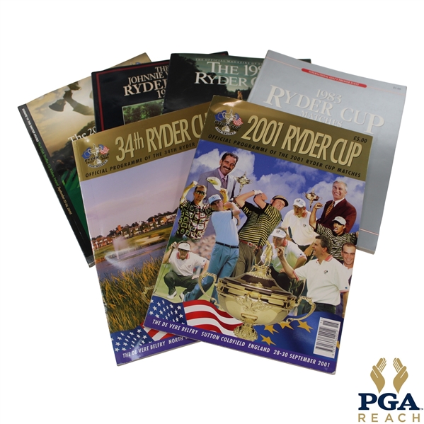 1983, 1987, 1986, 2001, 2002 & 2006 Ryder Cup Official Programs