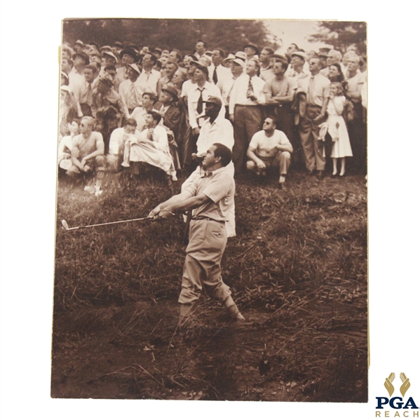 Claude Harmon Hits Out of Rough at Masters Frank Christian Photo On Board